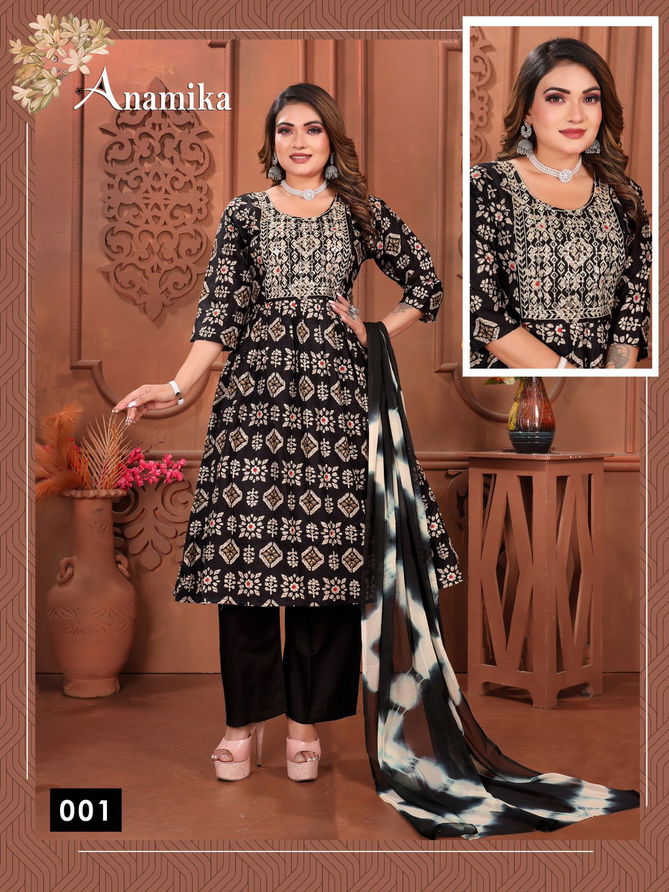 Anamika Vol 3 By Fashion Talk Rayon Procian Printed Kurti Bottom With Dupatta Wholesalers In Delhi
